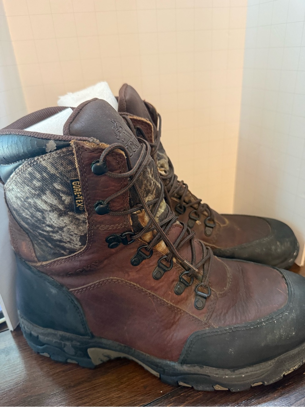 Rocky Sport Leather Camo Utility Men's Hunting Boots Size 12M #7382